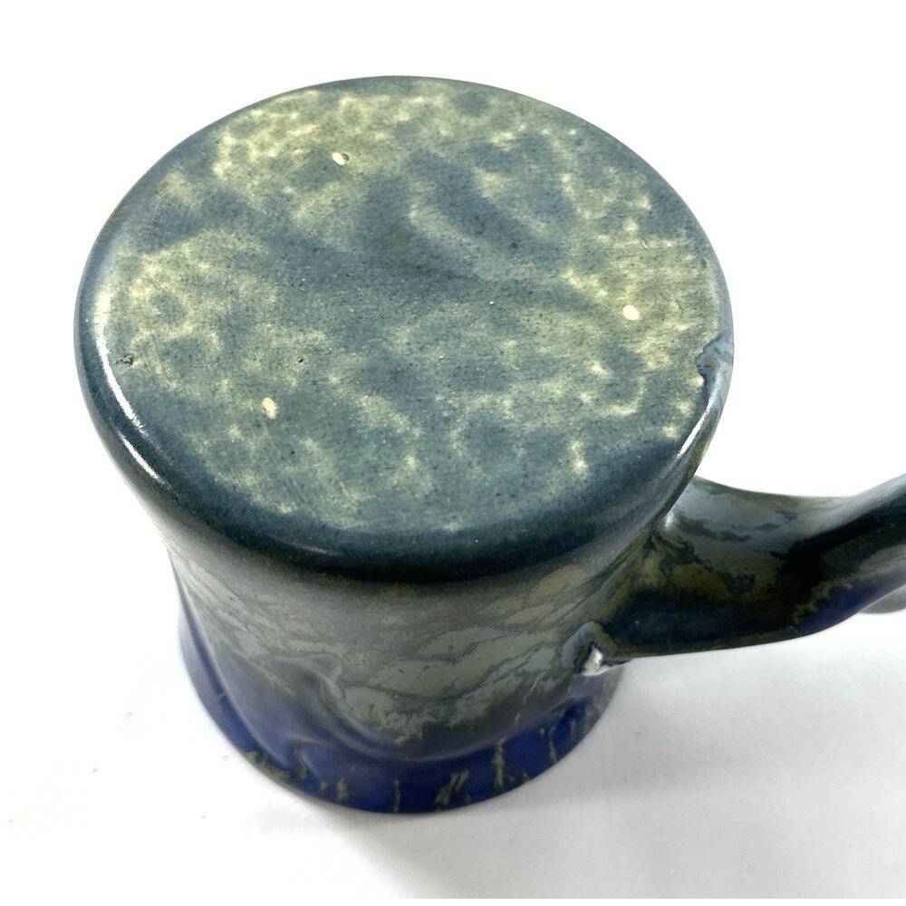 Vintage Fish Tail Mug Blue Pottery Whale Dolphin Handle Cup Ocean Coastal 3.5” - Picture 8 of 8